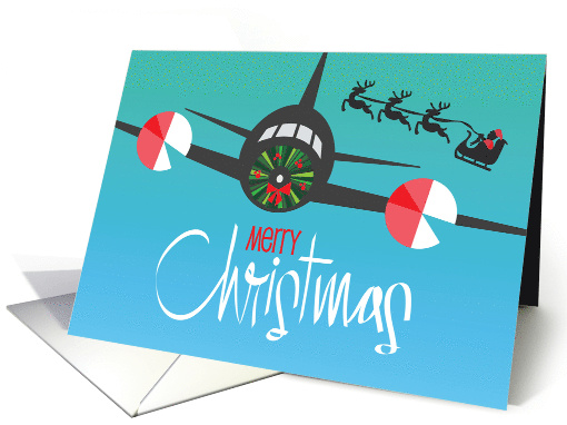 Hand Lettered Christmas for Pilot Plane with Wreath and... (1457632)