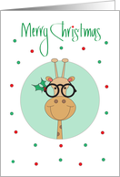 Christmas to Eye Care Specialist, Giraffe in Glasses with Holly card
