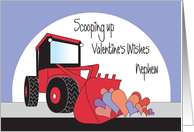 Valentine’s Day for Nephew, Red Front Loader Scooping Hearts card