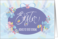 Hand Lettered Easter for Great Grandma Floral Lavender Easter Egg card