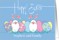 Easter for Nephew & Family, Decorated Easter Eggs & White Bunnies card