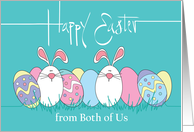 Easter from Both of Us, Decorated Easter Eggs & Two Bunnies card