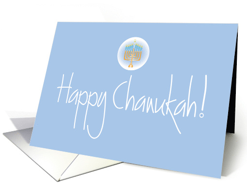 Chanukah with Hand Lettering & Candle-Filled Golden Menorah card