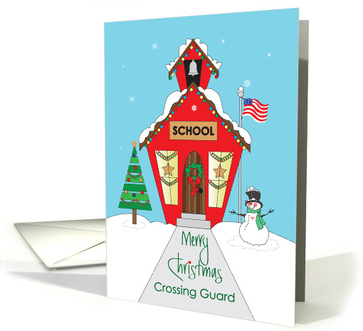 Christmas for Crossing Guard, Decorated Red Schoolhouse card (1460408)