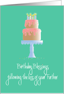 Birthday after Loss of Father, Cake with Comforting Thoughts card