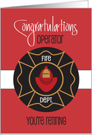 Retirement Congratulations for Operator, with Red Fire Helmet card