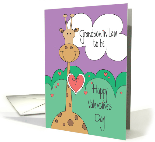 Valentine's Day for Grandson in Law to be, Giraffe with Heart card