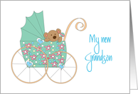 My New Grandson for Son & Daughter in Law, Bear in Stroller card
