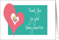 Thank you for Kidney Donation, Heart with Flowers card