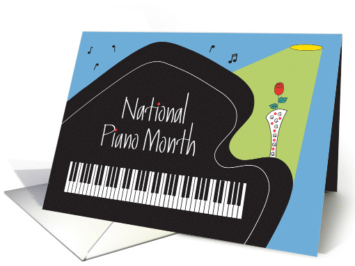 National Piano Month, With Baby Grand Piano and Keyboard card