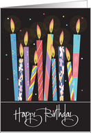 Hand Lettered Birthday Bright Colored Patterned and Angled Candles card