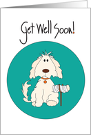 Get Well Soon for Pet Dog, Dog with Broken Paw & Crutches card