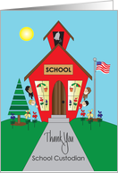 Thank you to School Custodian, Red Old Fashioned School card
