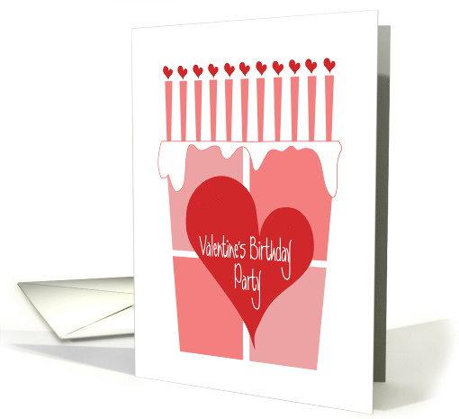 Valentine's Birthday Party Invitation with Heart Cake &... (1471702)