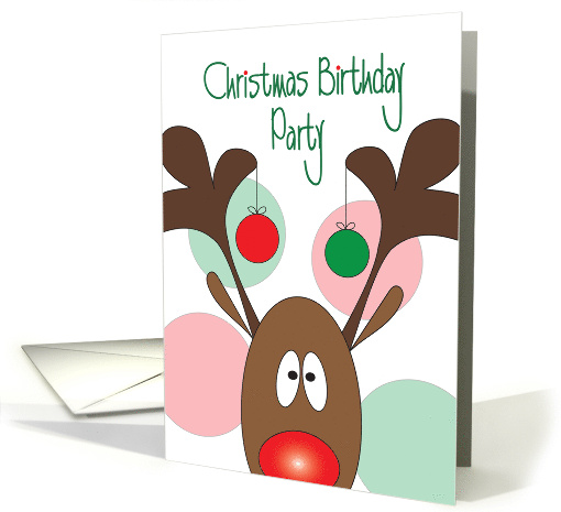 Christmas Birthday Party Invitation Reindeer with Antler... (1471948)