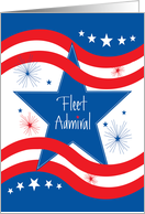 Military Promotion Fleet Admiral, Rolling Patriotic Stripes & Stars card