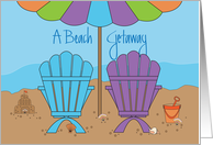 Beach House Invitation Colorful Beach Adirondack Chairs with Ocean card