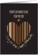 Father’s Day for Dad from Son with Striped Earth tone Heart card