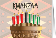 Kwanzaa with Candle-Filled Kinara with Red Green and Black Candles card