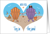 Wedding Anniversary for Spouse with Couple Sitting Together on Beach card