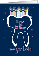 Hand Lettered Birthday from Dentist to Patient with Tooth and Candles card