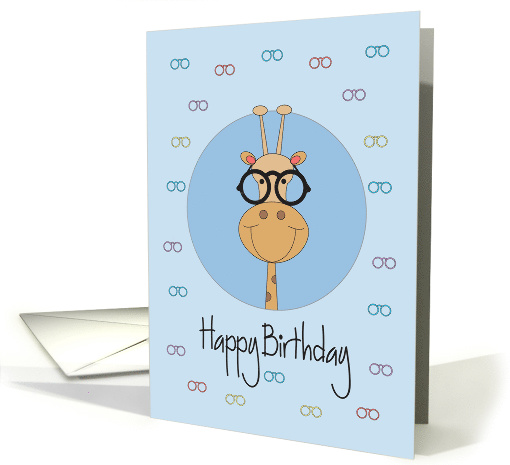 Birthday from Eye Doctor to Patient, Giraffe with Eyeglasses card
