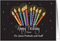 Hand Lettered Birthday Doctor to Patient, Candles with Custom Name card