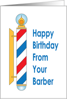 Birthday from Barber, Striped Barber Pole with Candle Top card