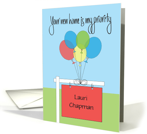 Realtor Advertisement with Personalized Home Sign & Balloons card