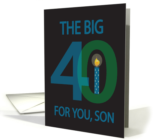 40th Birthday for Son, The Big 4-0 with Numbers & Candle card