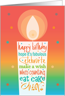 Hand Lettered Birthday with Huge Candle Wishes & Confetti card