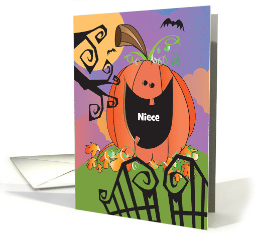 Niece Halloween Smiling Jack O' Lantern to Customize Relationship card