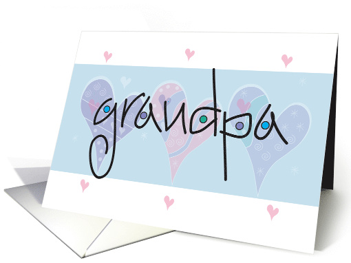 Grandparents Day for Step Grandpa, Hearts & Hand Lettering card