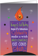 Hand Lettered Halloween Birthday Candle with Birthday Wording card