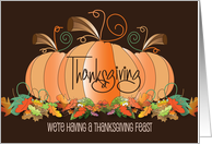 Hand Lettered Invitation to Thanksgiving Feast with Plump Pumpkins card