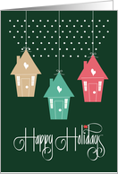 Christmas from Realtor, Trio of House Ornaments & Hand Lettering card