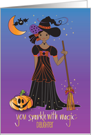 Halloween Sweet Witch Princess Trick or Treater for Daughter of Color card