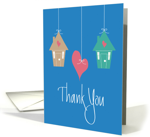 Hand Lettered Realtor Thank You, Colorful Houses with Pink Heart card