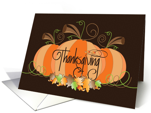 Canadian Thanksgiving Pumpkins with Fall Leaves & Hand Lettering card
