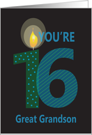 16th Birthday Great Grandson, Overlapping Numbers & Candle card