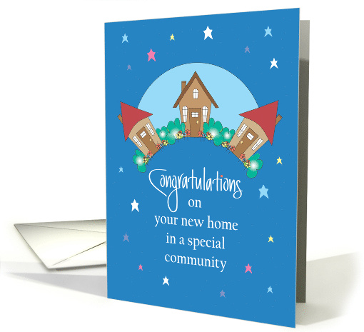 Retirement Community New Home Congratulations, Trio of Cottages card