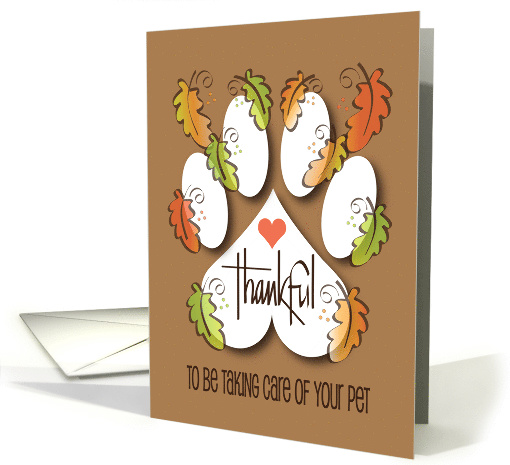 Thanksgiving from Veterinarian, Thankful with Paw Prints & Leaves card