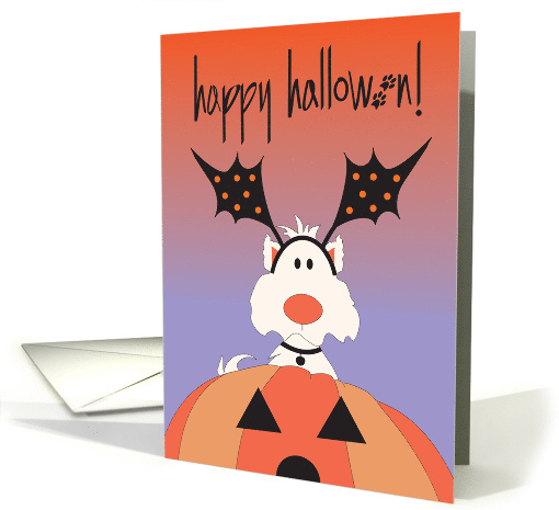 Halloween Dog with Bat Headband, Large Jack O' Lantern card (1492162)