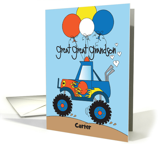 Hand Lettered Great Great Grandson Birthday Monster Truck... (1493604)