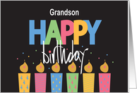 Hand Lettered Birthday for Grandson Happy Birthday with Bright Candles card