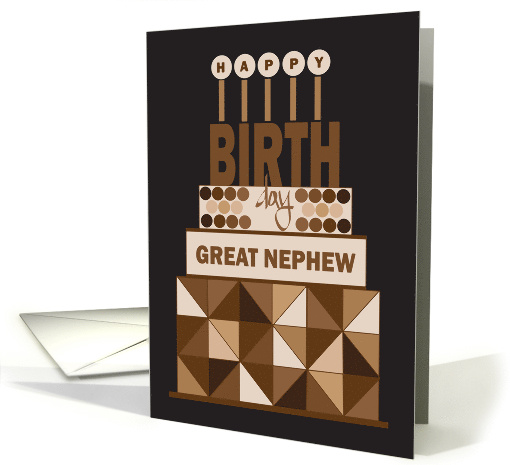 Hand Lettered Birthday Great Nephew, Stacked Geometric Cake card