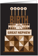 Hand Lettered Birthday Great Nephew, Stacked Geometric Cake card