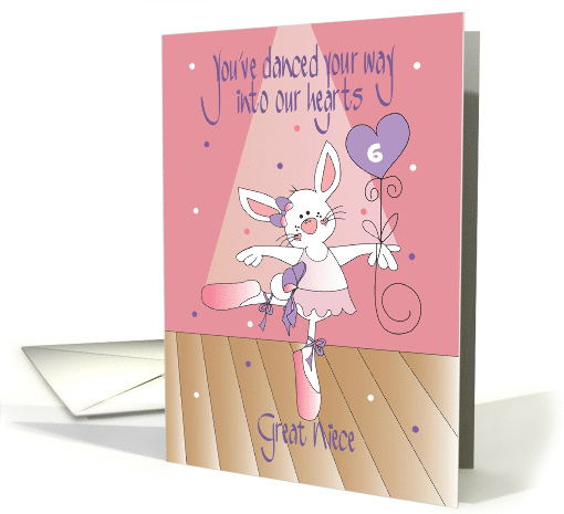 Hand Lettered Birthday for Great Niece Ballet Bunny with... (1496286)