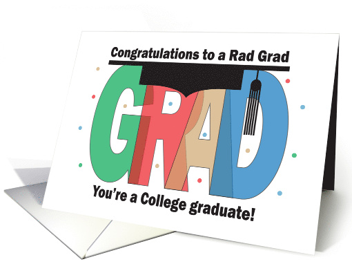 Graduation, Rad Grad Mortarboard & Tassel for College Graduation card