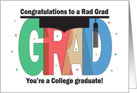 Graduation, Rad Grad Mortarboard & Tassel for College Graduation card